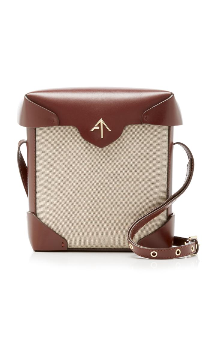 Manu Atelier Pristine Mini Leather And Canvas Shoulder Bag