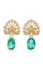 Yvonne Leon 18k Gold Diamond And Emerald Earrings