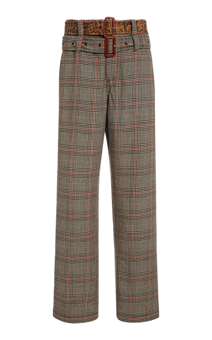 R13 Double Belt Check Print Pants