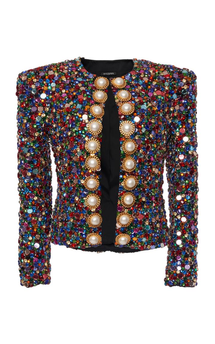 Balmain Gemstone Embroidered Wool Jacket