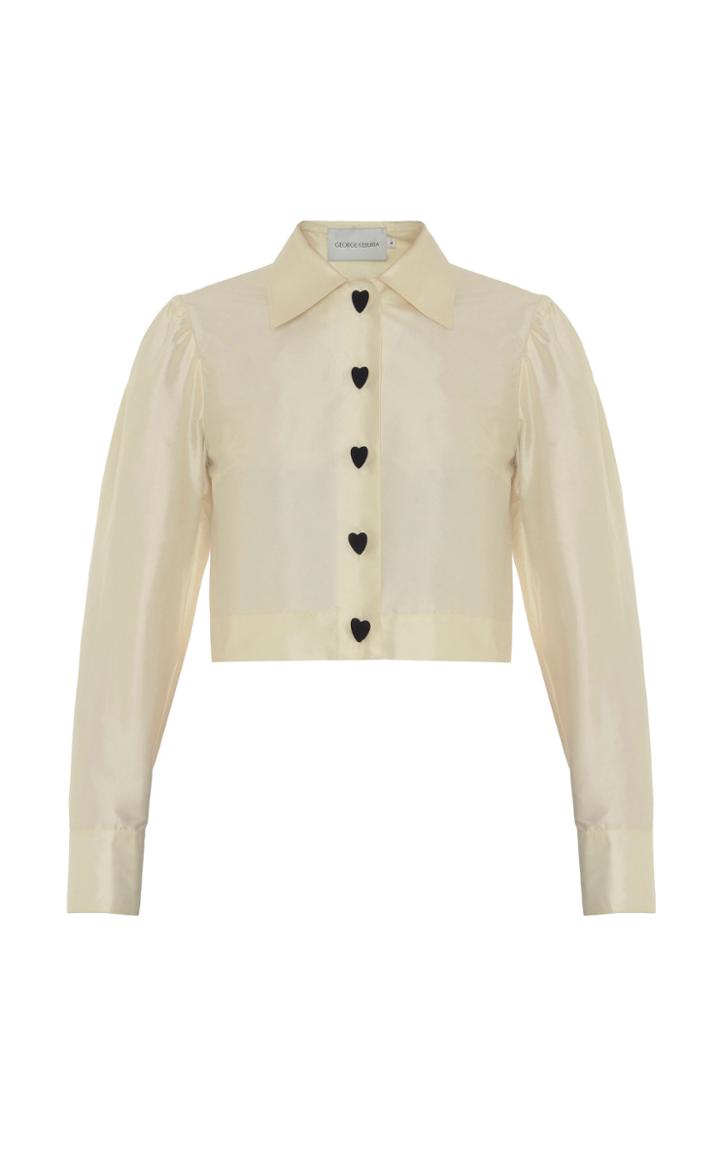 George Keburia Heart Buttons Silk Shirt