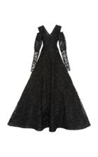 Christian Siriano Floral Lace Cold Shoulder Gown