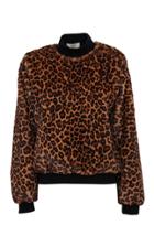 Sara Battaglia Leopard-print Fur Turtleneck Top