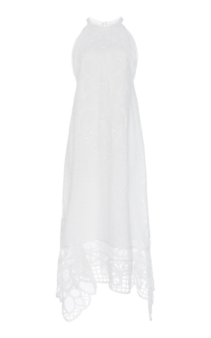 Costarellos Halter-neck Broderie Anglais Cotton Dress