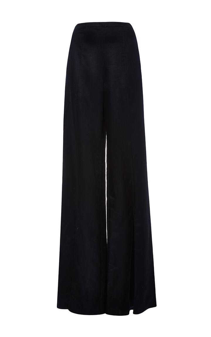 Voz Silk Twill Slit Navy Pants