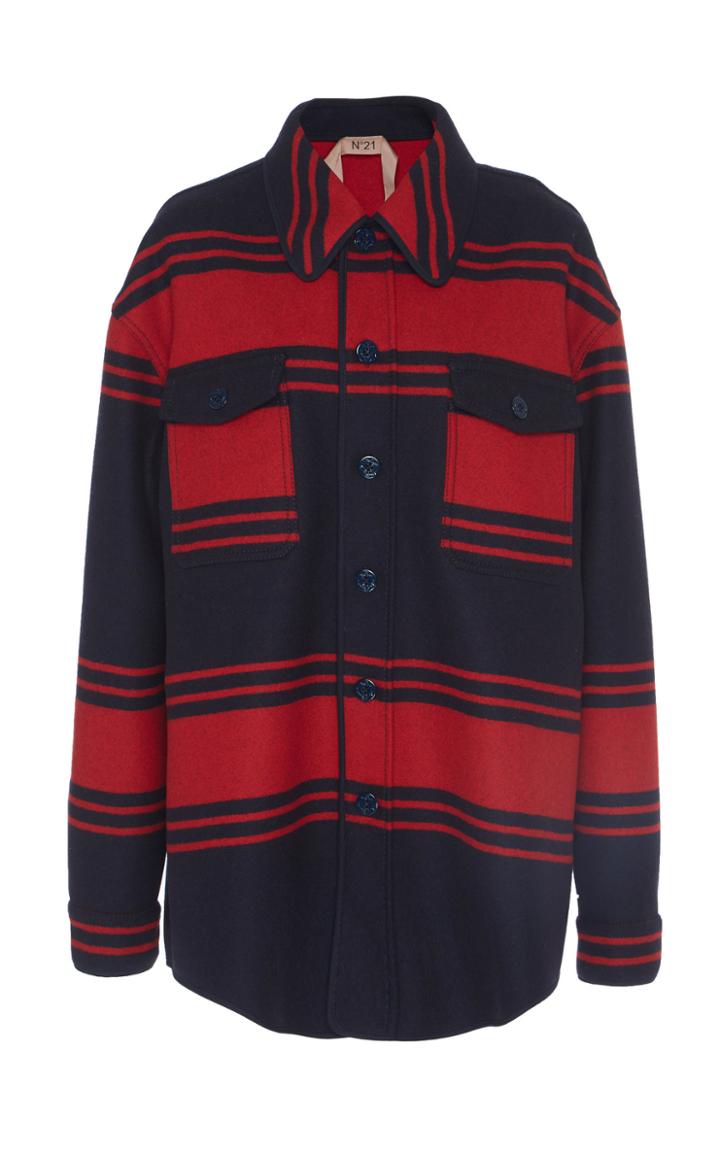 N 21 N&deg;21 Guglielmina Collared Striped Wool-blend Jacket