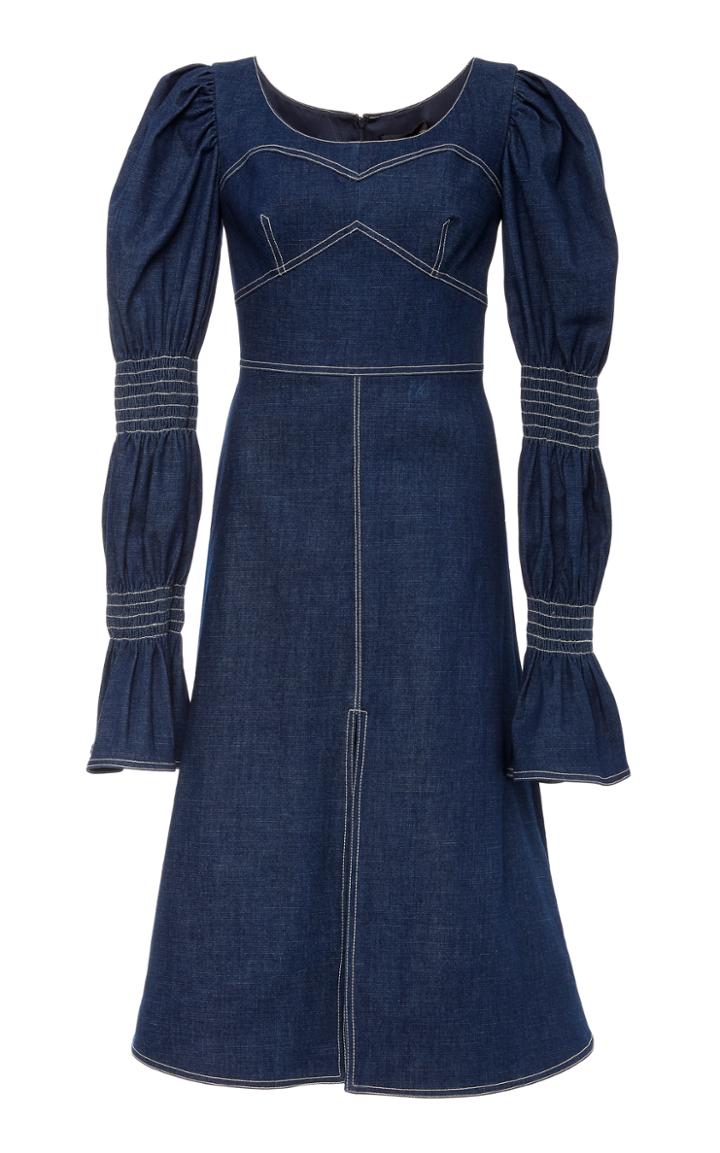 Christian Siriano Denim Long Sleeve Corset Detail Dress