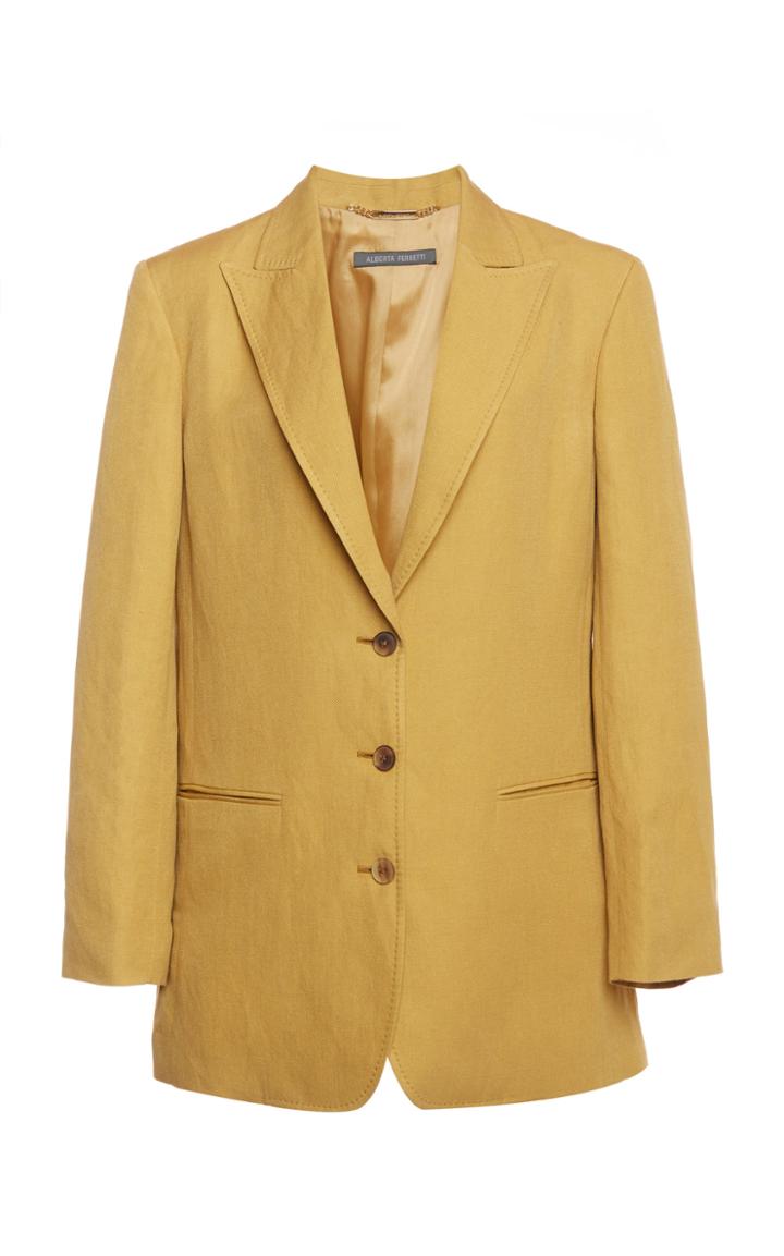 Moda Operandi Alberta Ferretti Silk And Linen Blazer Jacket Size: 38