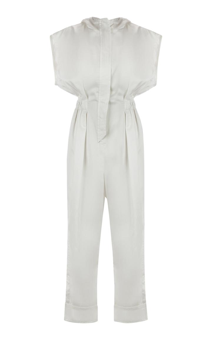 Moda Operandi Bevza Hooded Satin Straight-leg Jumpsuit