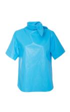 Cdric Charlier Scarf-detailed Vinyl Turtleneck Top