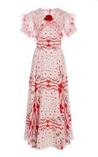 Rodarte Appliqud Ruffled Printed Silk-chiffon Maxi Dress