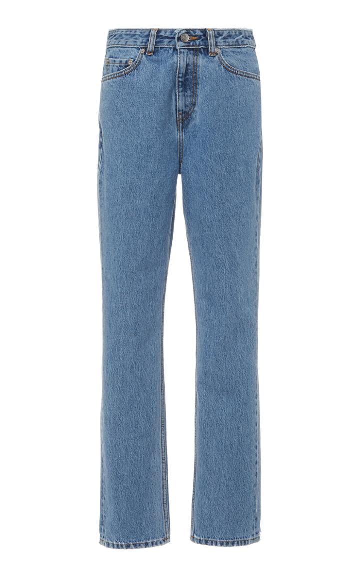 Ganni Washed Denim Mid Rise Wide Leg Jean