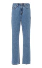 Ganni Washed Denim Mid Rise Wide Leg Jean