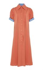 Thierry Colson Tifenn Two-tone Cotton-poplin Maxi Dress