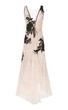 Marchesa Sequin Embellished V-neck High-low Cocktail Dress