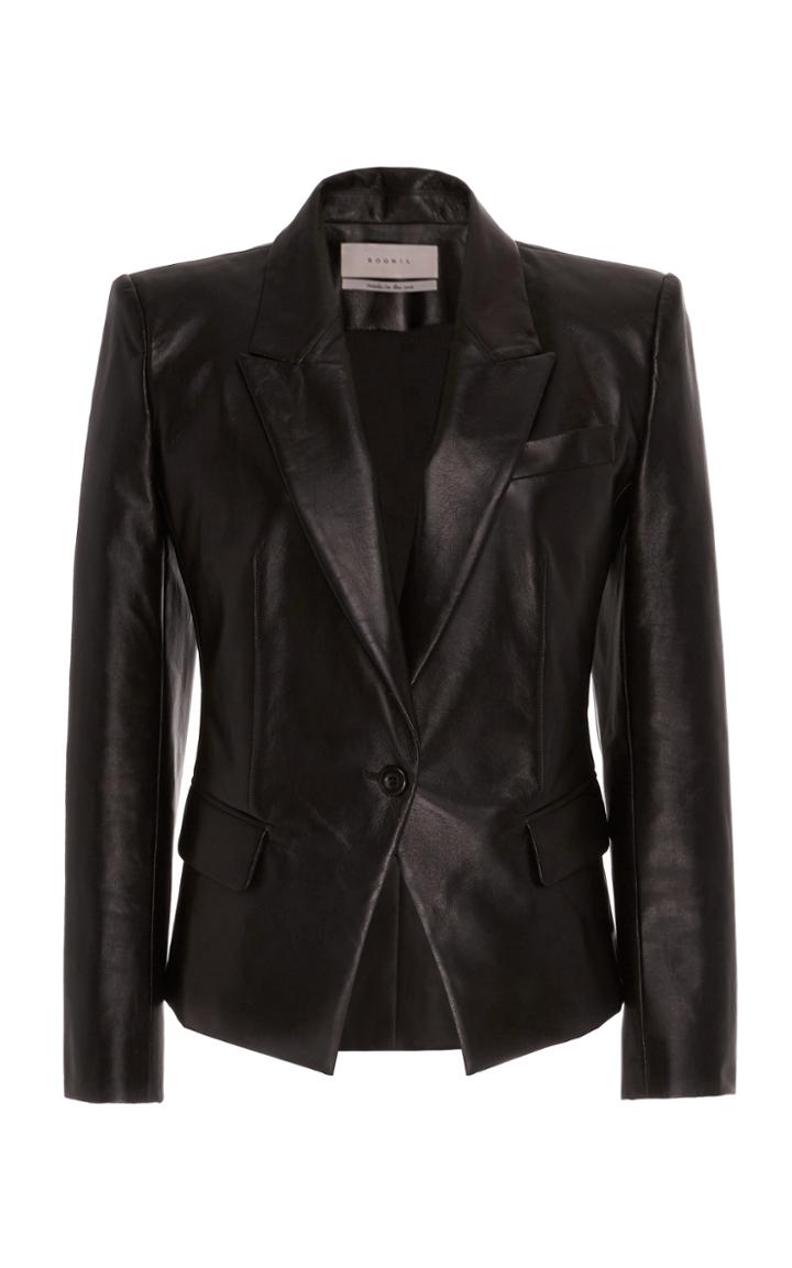 Moda Operandi Soonil Leather Tuxedo Jacket Size: 0