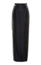 Zuhair Murad Embroidered Satin Maxi Skirt With Slit