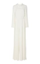 Monique Lhuillier Crepe Long Sleeve Jumpsuit