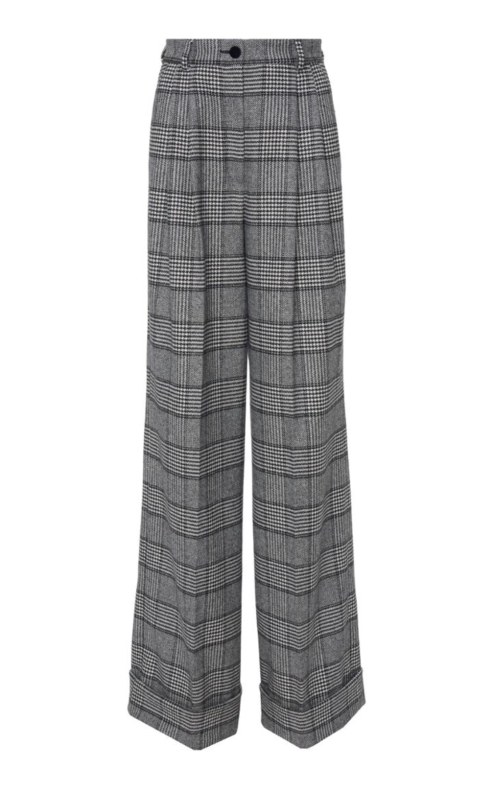 Dolce & Gabbana Checked Wool Wide-leg Pants