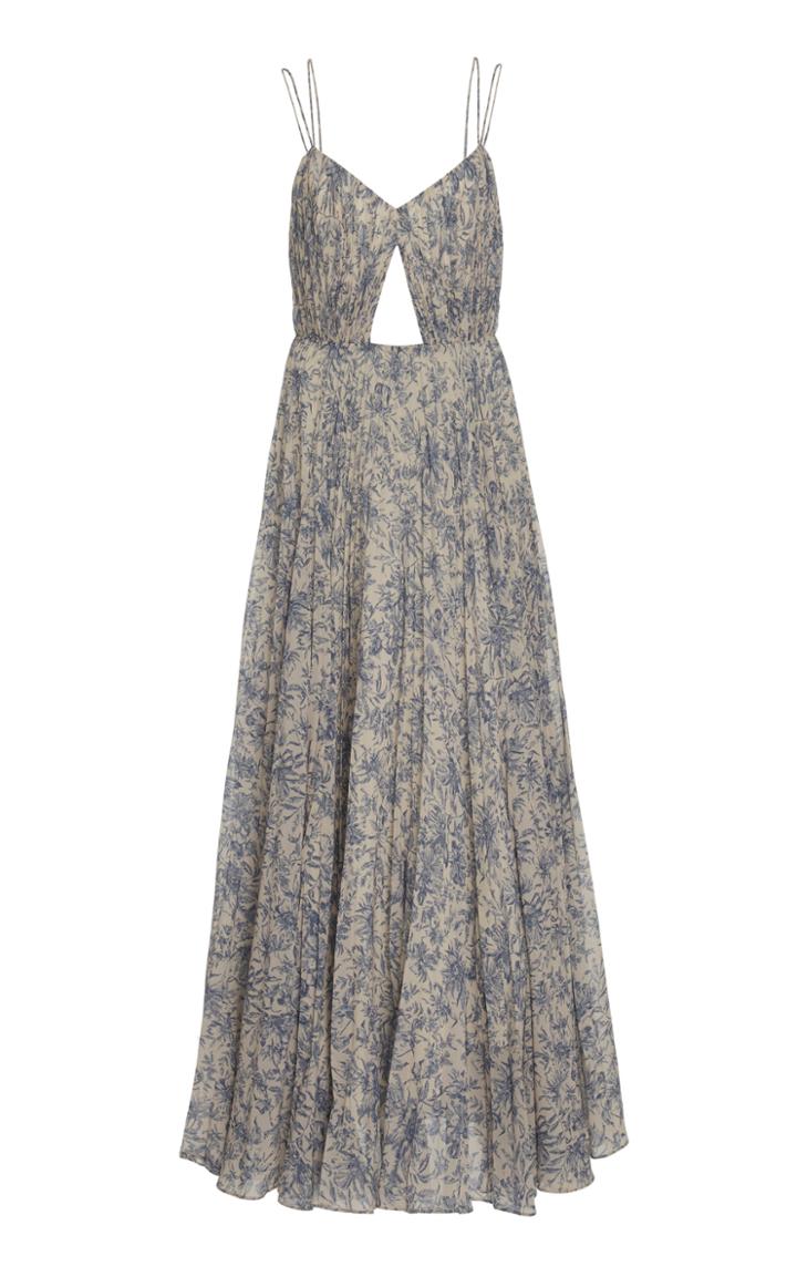Amur Lucy Pleated Cutout Chiffon Maxi Dress