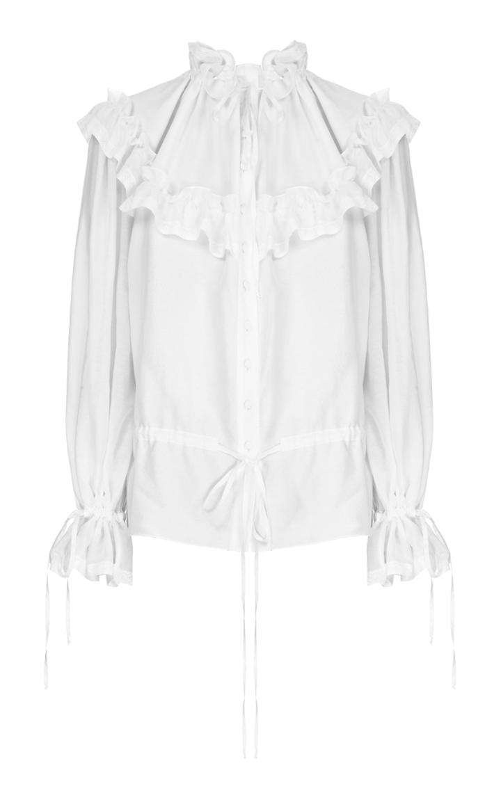 Flow The Label White Ruffled Bib Blouse