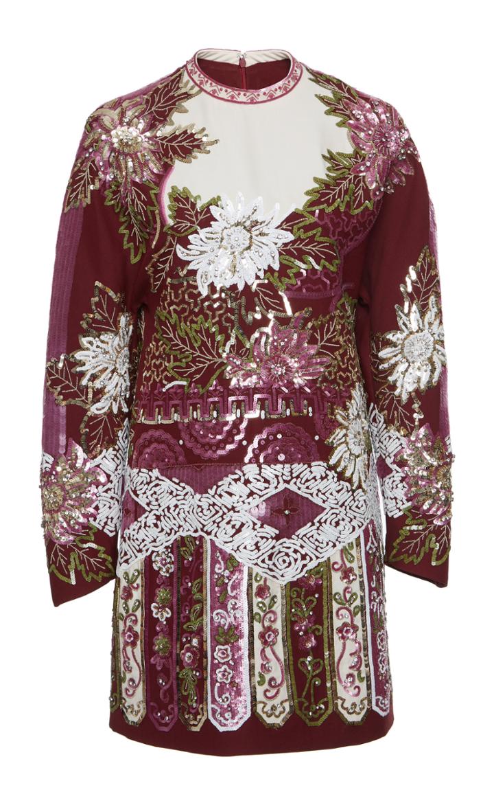 Valentino Embellished Wool Silk Mini Dress