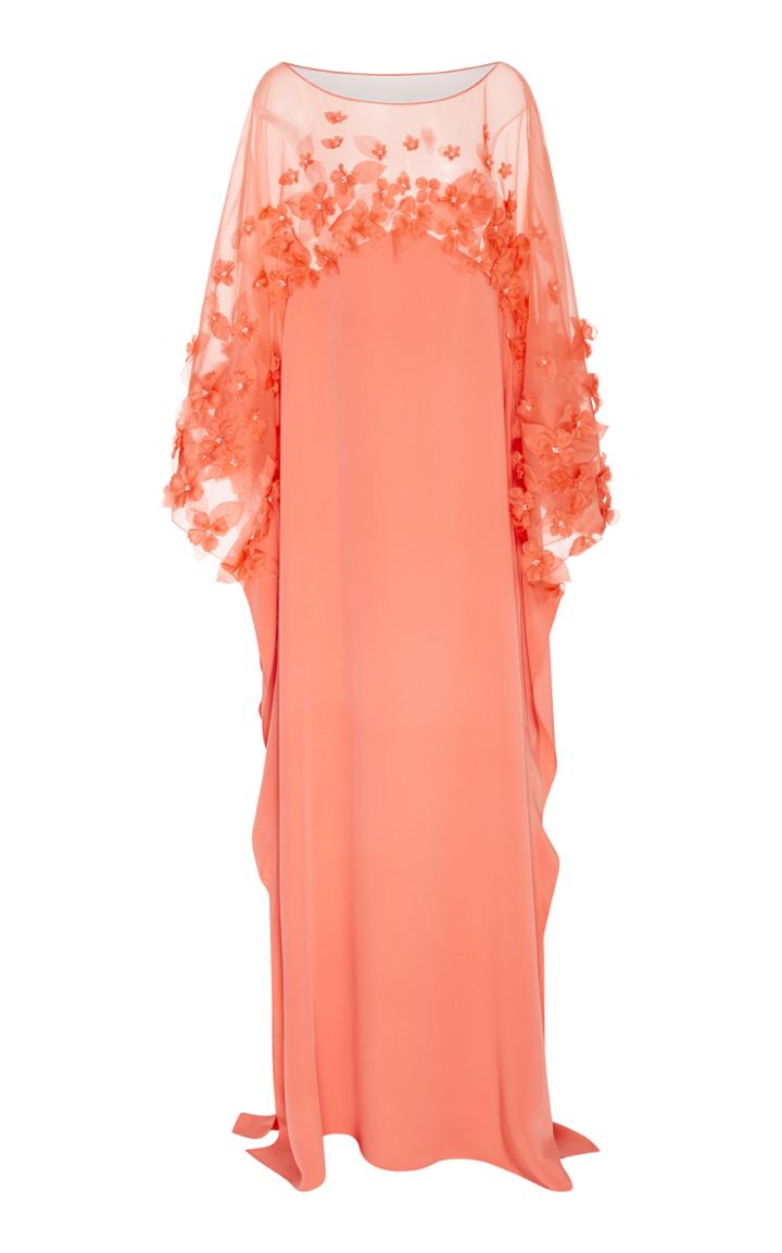 Elizabeth Kennedy M'o Exclusive Caftan With Organza Floral Applique