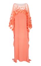 Elizabeth Kennedy M'o Exclusive Caftan With Organza Floral Applique