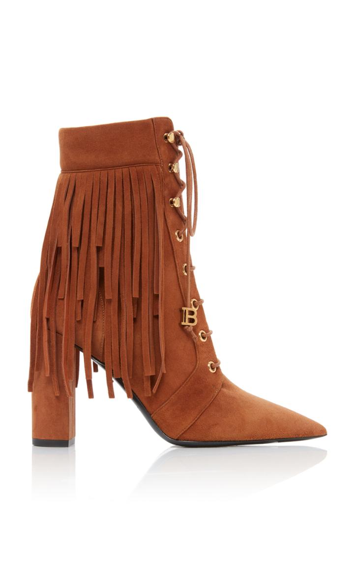 Balmain Paris Fringed Suede Boots