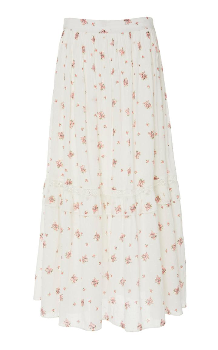 Loveshackfancy Iman Pleated Floral-print Cotton Skirt