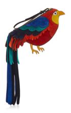 Oscar De La Renta Strange Bird Suede Clutch With Long Tail