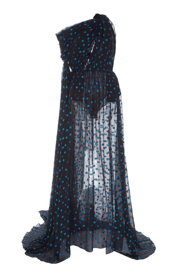 Dundas Draped Printed Chiffon Maxi Dress
