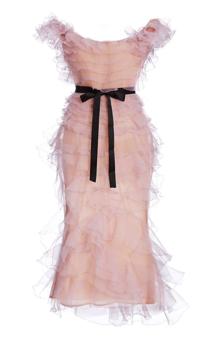 Moda Operandi Marchesa Bow-accent Ruffled Organza Midi Dress