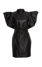 Zeynep Aray Big Shoulder Leather Dress