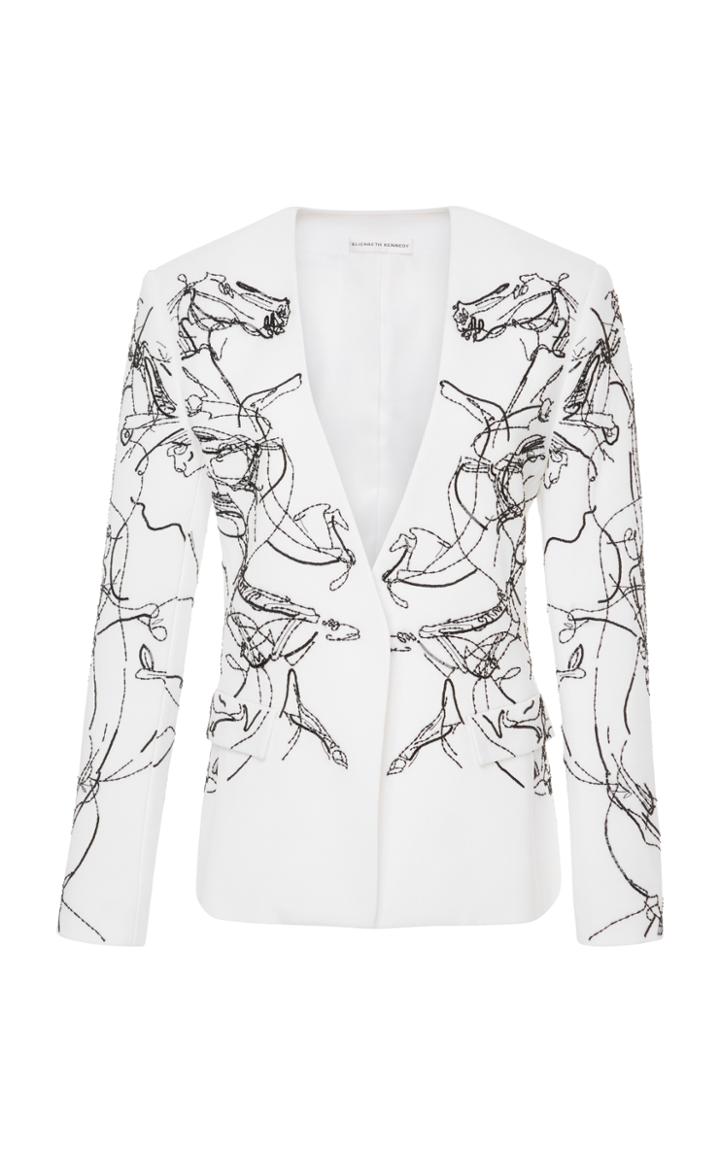 Elizabeth Kennedy Blazer With Mirrored Horse Embroidery