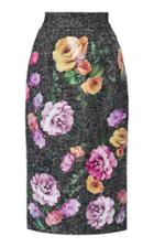 Dolce & Gabbana Floral Tweed Midi Skirt