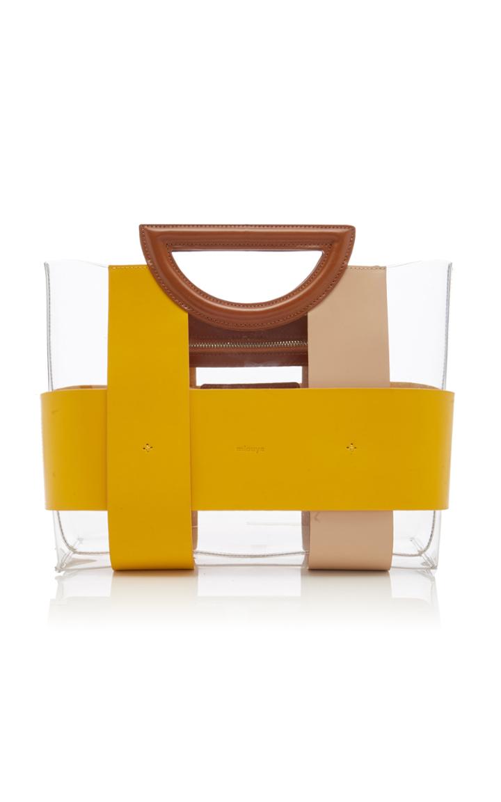 Mlouye Chequer Small Color-block Pvc And Leather Tote