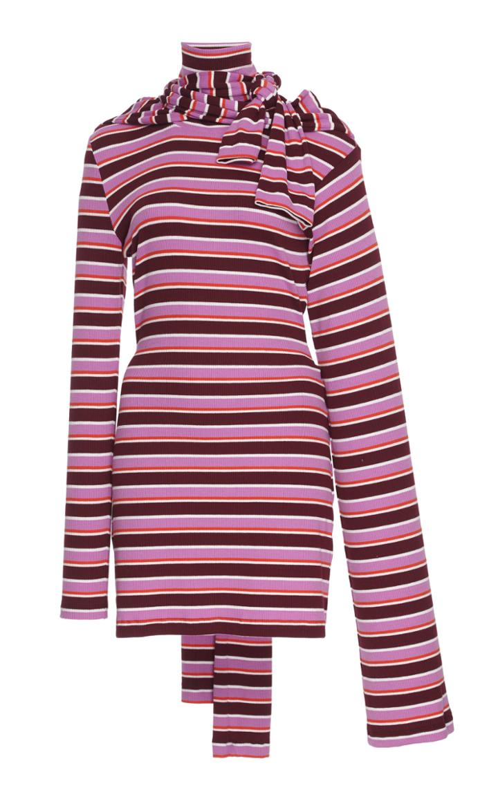 Christopher Kane Striped Octopus Tie Neck Dress