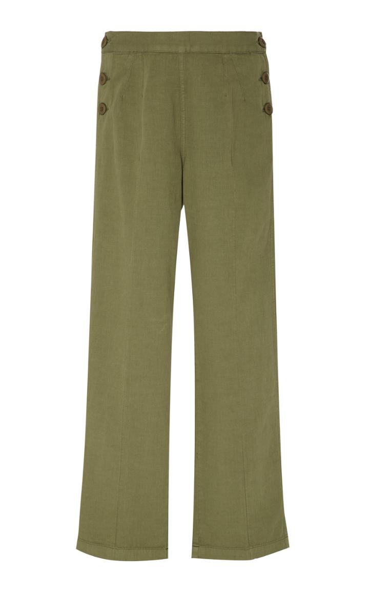 Current/elliott Military Cropped Camp Wide Leg Cotton-linen Pants