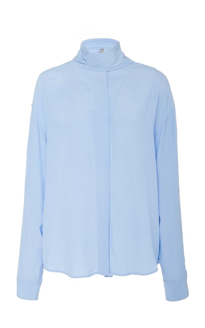 Cdric Charlier Button-detailed Cotton Turtleneck Blouse
