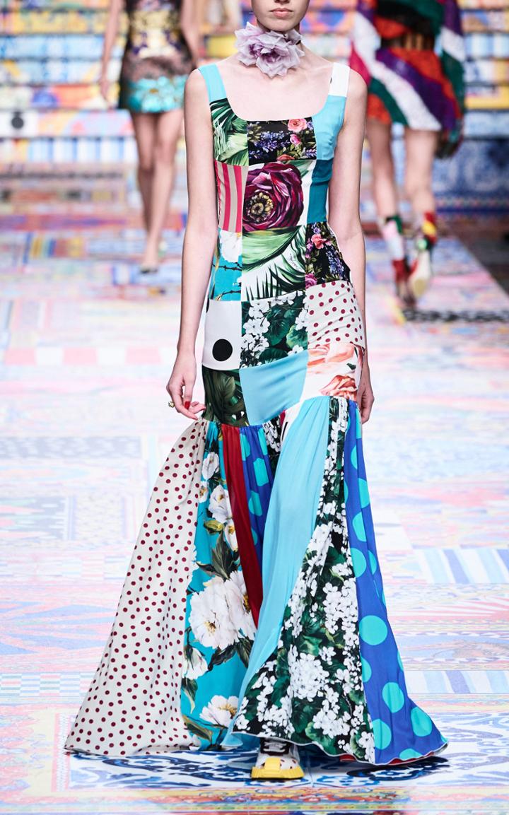 Moda Operandi Dolce & Gabbana Patchwork-printed Chiffon Gown