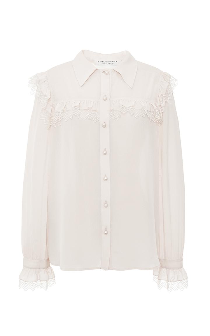 Philosophy Di Lorenzo Serafini Chevron Lace Button Up Shirt