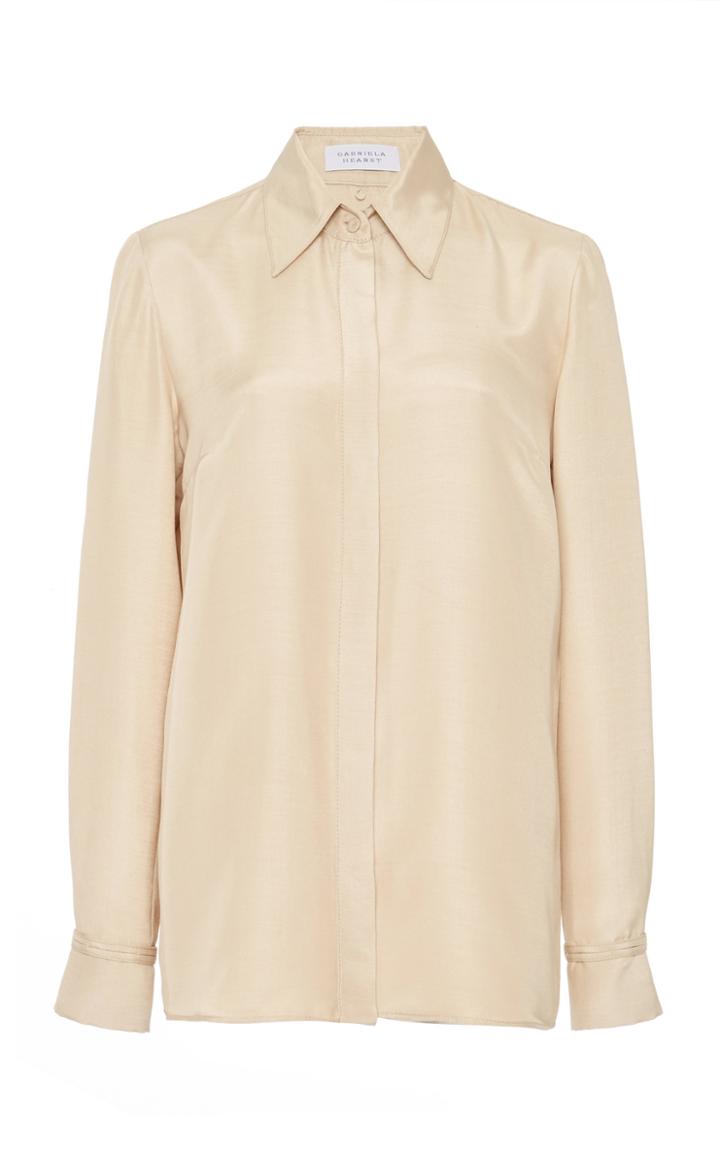 Moda Operandi Gabriela Hearst Cruz Button-down Silk-wool Blend Top Size: 38