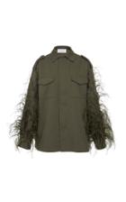 Valentino Feather Embellished Cotton Jacket