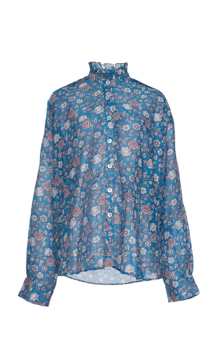 Alix Of Bohemia Limited Edition Sonnet Ruffled-collar Silk-blend Blouse