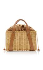 Kayu Daisy Leather-trimmed Wicker Tote