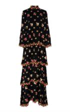 Moda Operandi Andrew Gn Floral-print Tiered Silk-blend Dress Size: 34