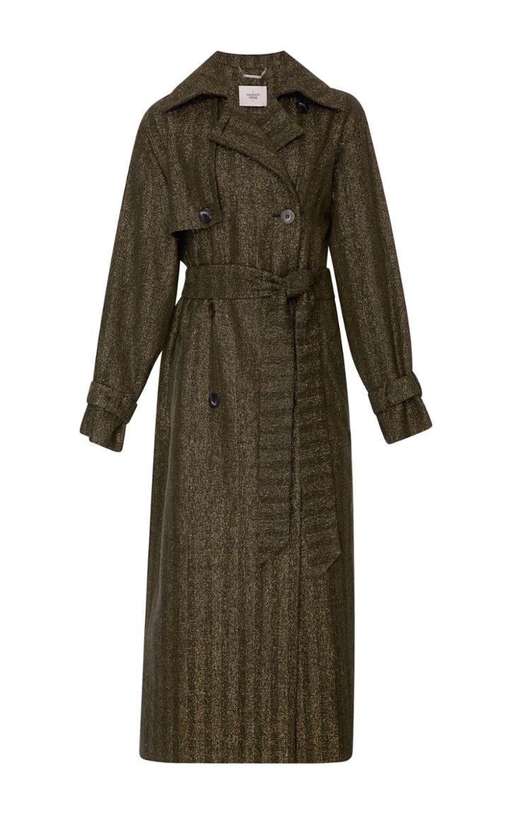 Maison Pre Herringbone Lurex Trench Coat