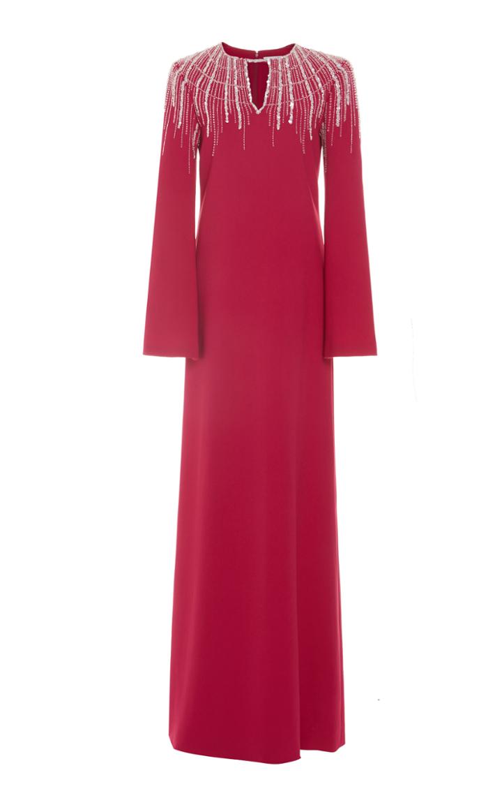 Pamella Roland Embroidered Stretch Crepe Caftan