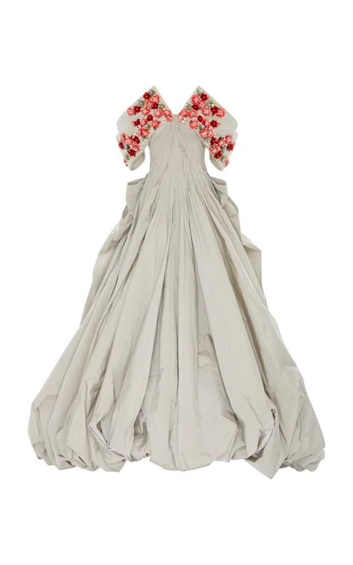 Zac Posen Embroidered Taffeta Gown